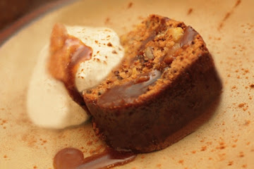 Chipotle Apple Pecan Cake with Spicy Caramel Glaze
