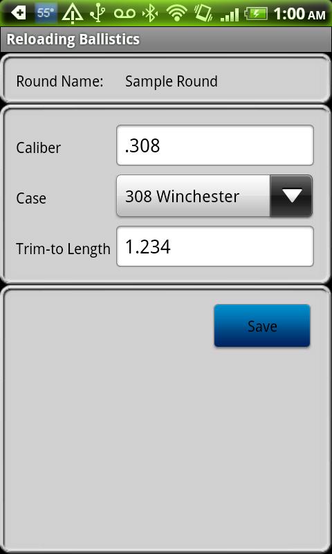 Reloading Ballistics Screen 2