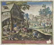 Jubal en zijn gezin maken muziekinstrumenten