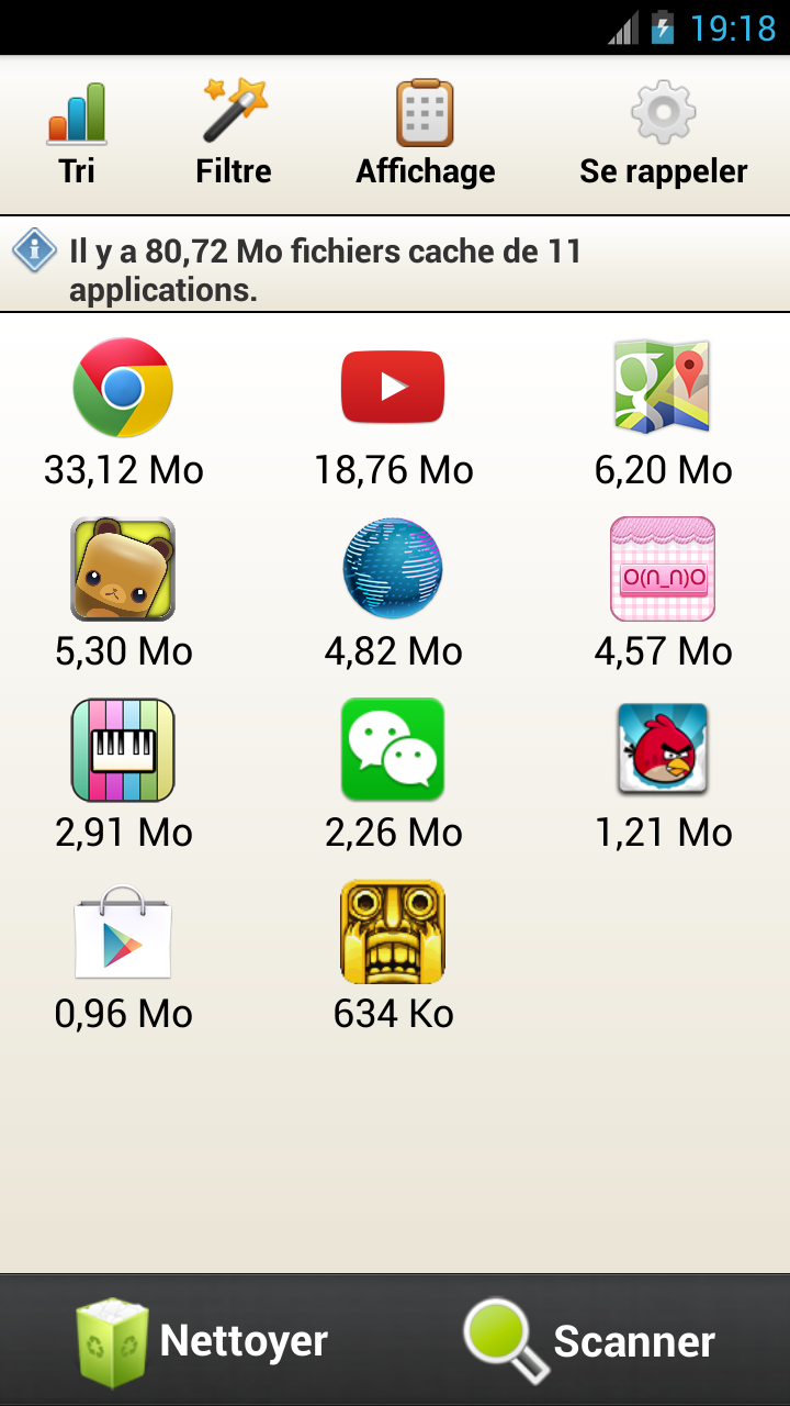 Android application Clean Cache - Optimize screenshort