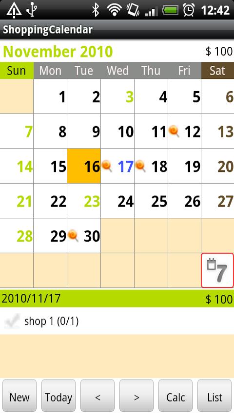 ShoppingCalendar Screen 3
