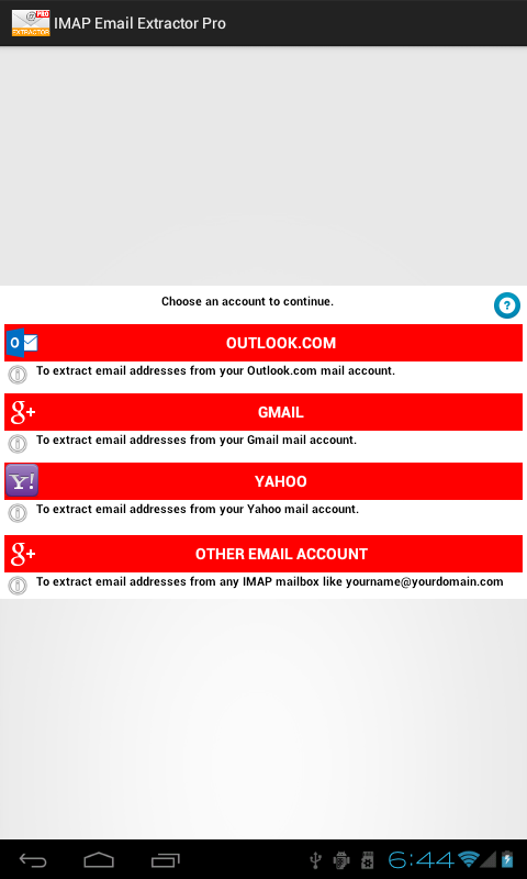 Android application IMAP Email Extractor Pro screenshort