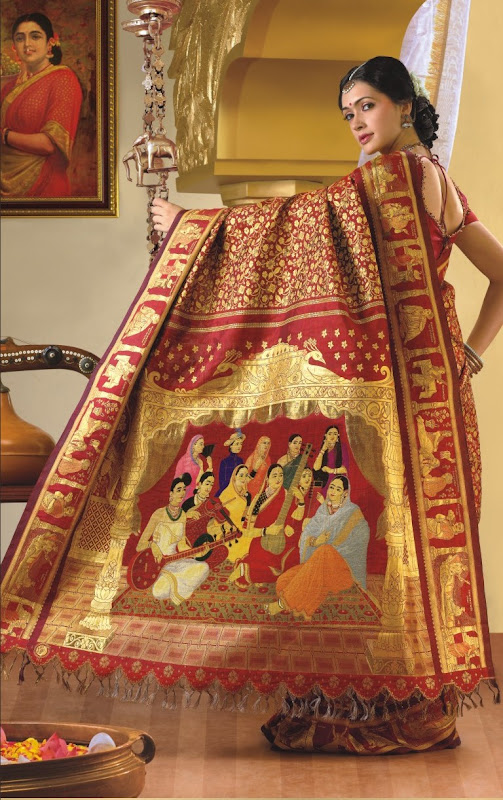 Gorgeous Indian woment wearing Beautiful Indian Silk Saree