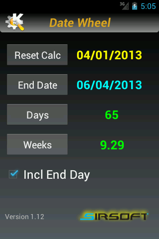 Android application Date Wheel Calc screenshort