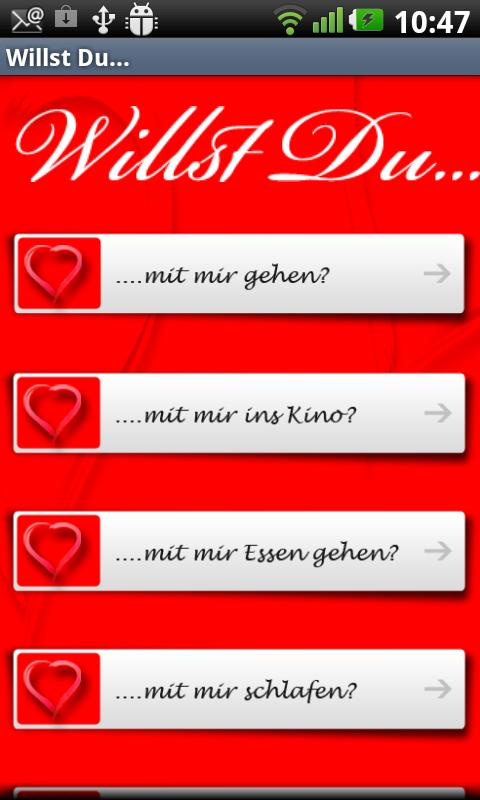 Android application Willst Du mit mir...? screenshort