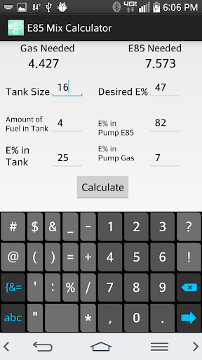 E85 Mix Calculator