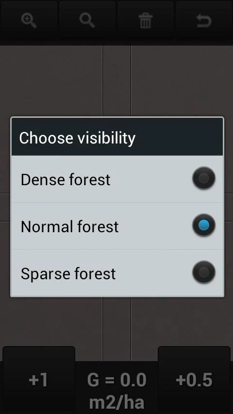   Bitterlich relascope: captura de pantalla 