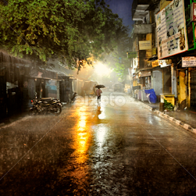 Rain in boulevard. by Arijit Das - City,  Street & Park Street Scenes