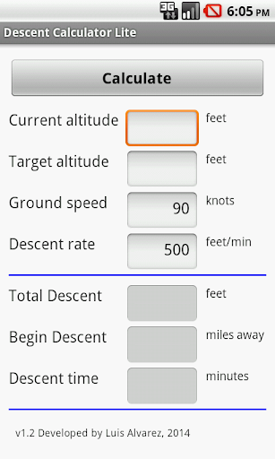 Airplane Descent Calculator LT