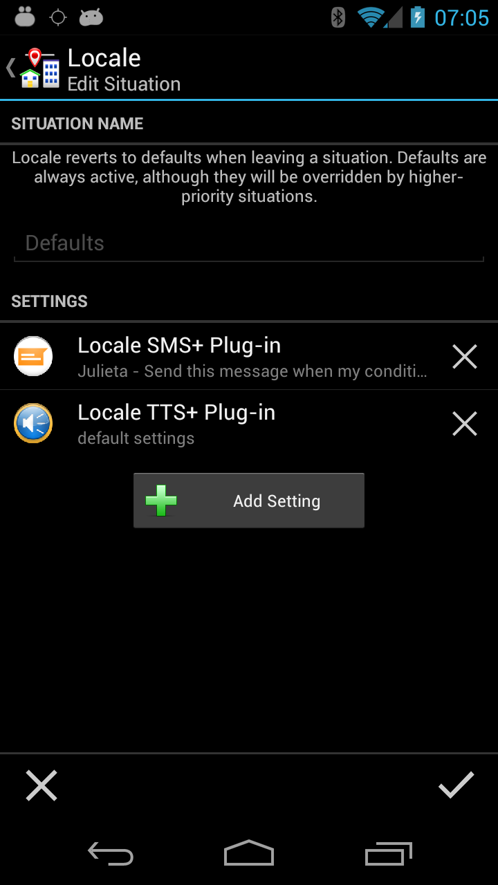 Locale SMS+ Plug-in Screen 3