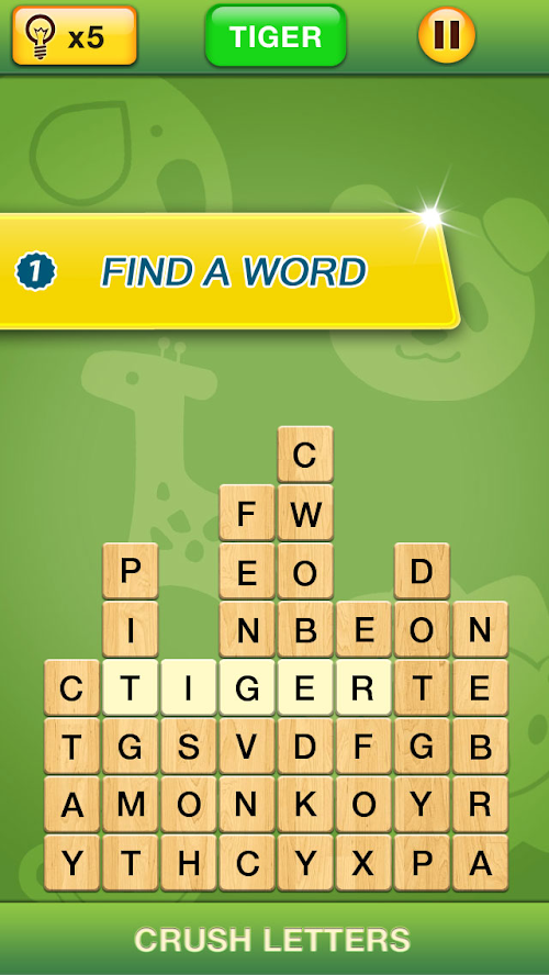 Android application Crush Letters - Search Word screenshort