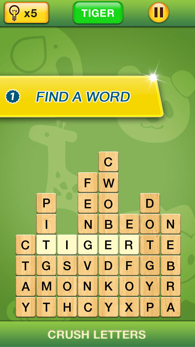 Crush Letters - Search Word Screen 1