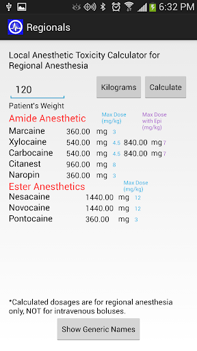 Local Anesthetic Toxicity Calc
