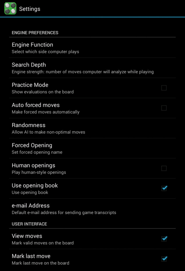 DroidZebra Reversi Screen 3