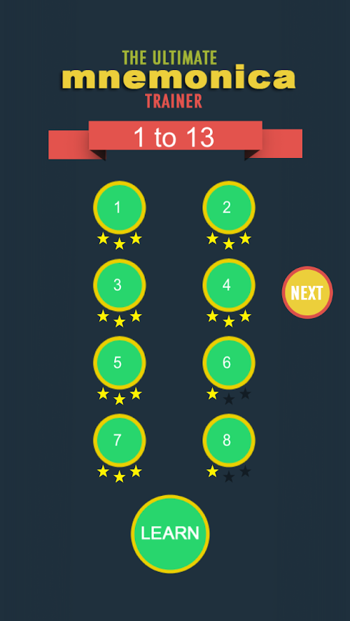 Android application The Ultimate Mnemonica Trainer screenshort