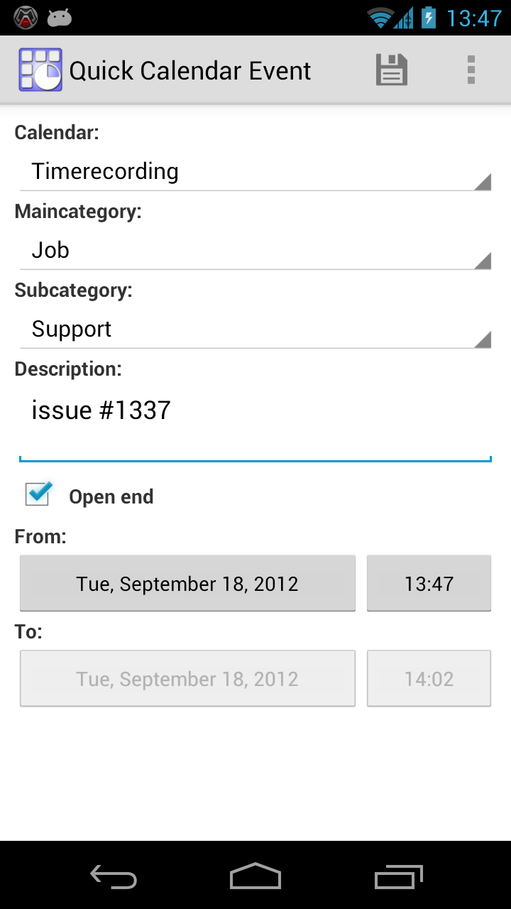 Quick Calendar Appointment Screen 1