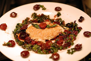 Chicken with Cherries and Kale