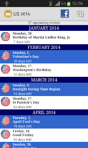 2015 Holidays Calendar