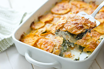 Sweet Potato & Kale Gratin