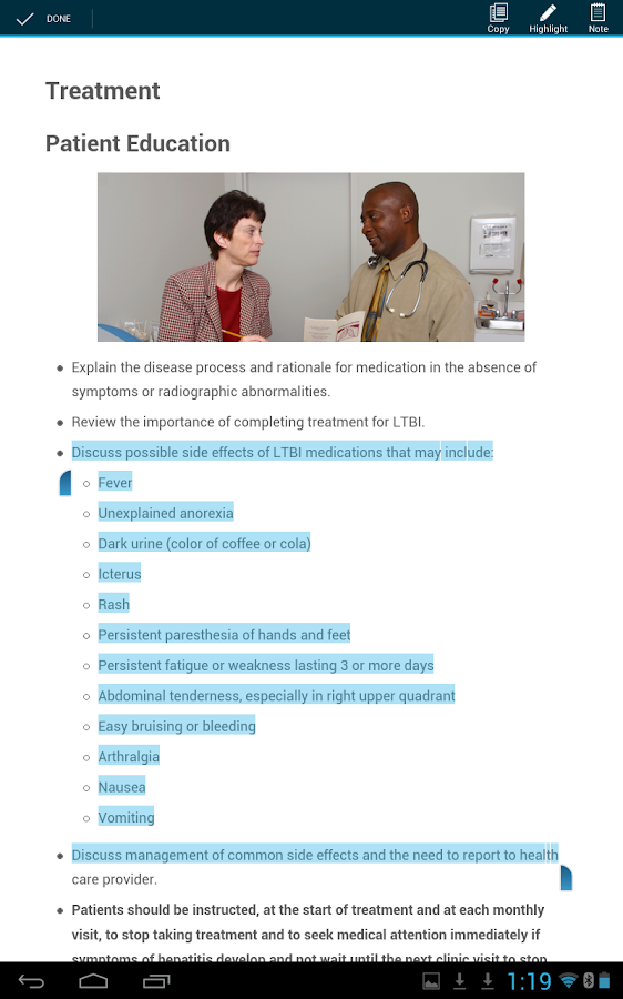   CDC LTBI – posnetek zaslona 