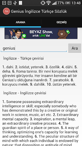 Genius İngilizce Türkçe Sözlük