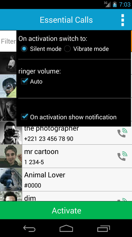 Essential Calls Lite - screenshot