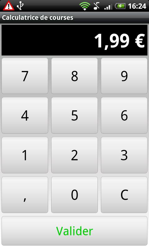Shopping list calculator Screen 2