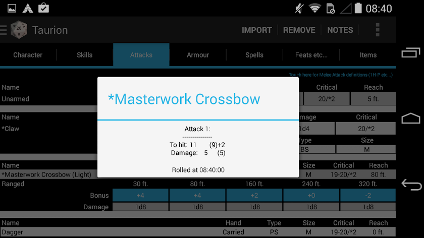 PCGen Character Importer Screen 3