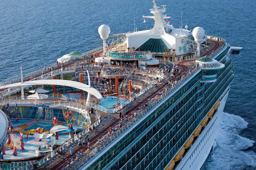 An aerial view of Royal Caribbean's Freedom of the Seas.