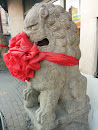 灰狮子戴大红花