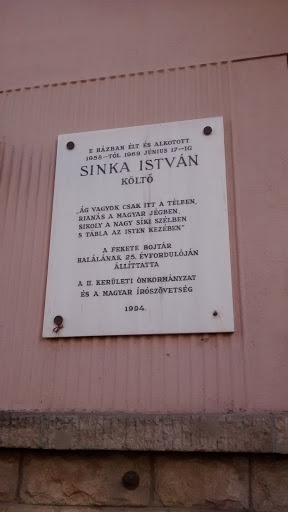Sinka István Emléktábla 