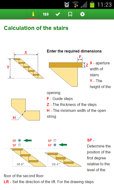Android application Calculation of the stairs screenshort