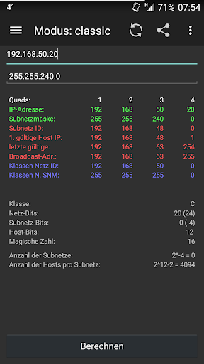 Subnetztabelle