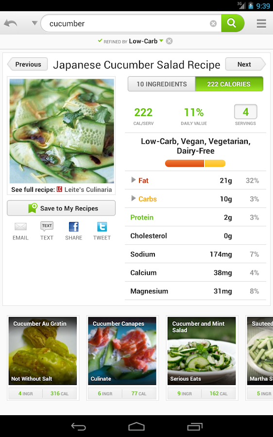   Recipes & Nutrition-skjermdump 