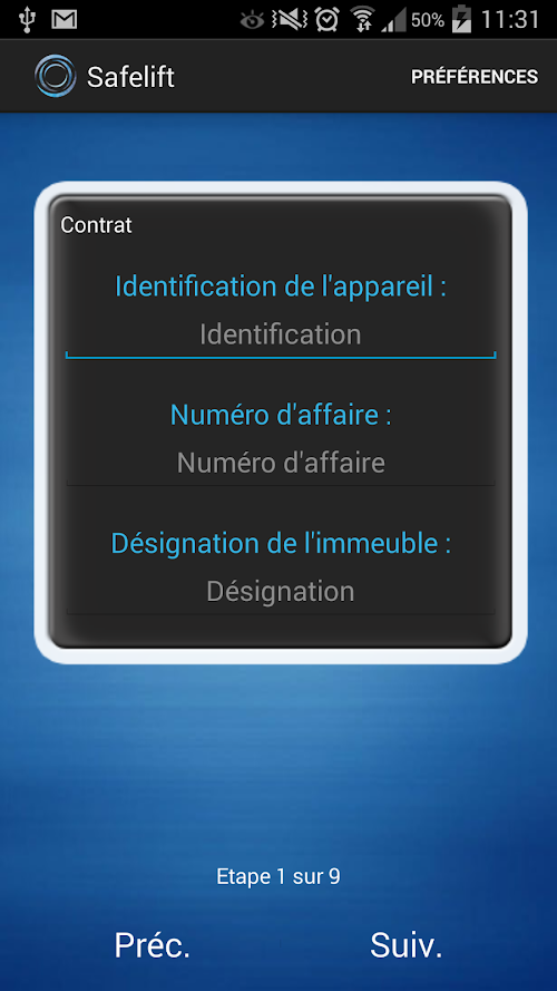 Android application Safelift screenshort