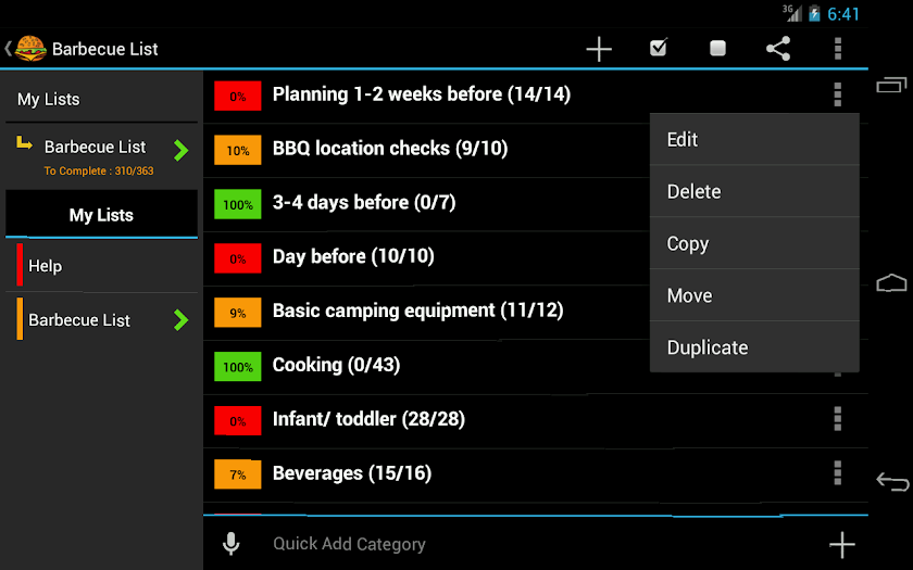 BBQ Planner Screen 1