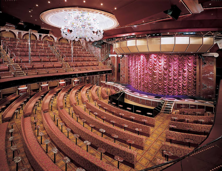 Carnival Sunrise's Rome Lounge is the setting for professional shows and performances.