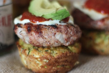 Grilled Mustard Sliders on top of Fritter Cups