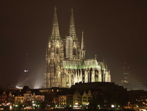 The Gothic Cologne Cathedral in Cologne, Germany. While work on the Cologne Cathedral began in 1248, it remained incomplete until the Prussians picked up the task centuries later, finishing the job in 1880. It's now the most visited landmark in Germany.
