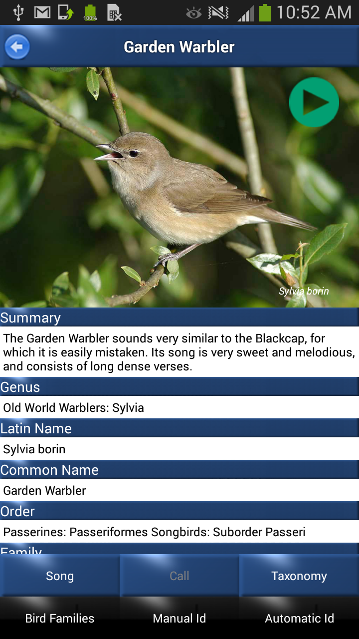 Bird Song Id: Auto Recognition Screen 2