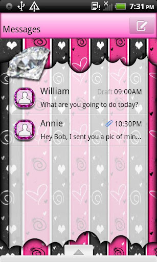 GO SMS THEME BJeweledHearts4U