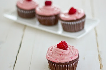 Chocolate Lambic Cupcakes with Raspberry Cream Cheese Frosting
