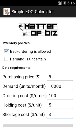 Simple EOQ Calculator