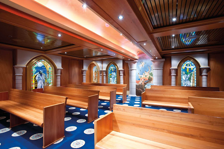 Planning a romantic cruise honeymoon? You can also exchange vows at sea in Carnival Legend's lovely wedding chapel. 