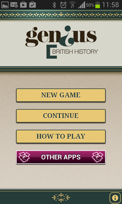 Android application Genius British History Quiz screenshort