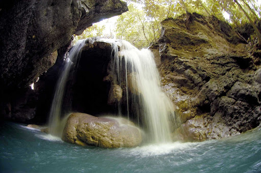 Somerset Falls, tucked between Hope Bay and Port Antonio, Jamaica. 