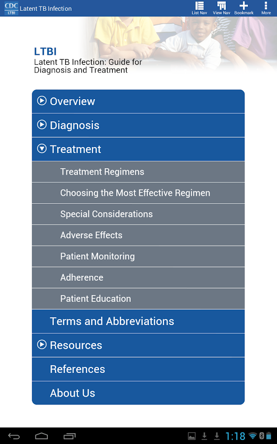   CDC LTBI – posnetek zaslona 