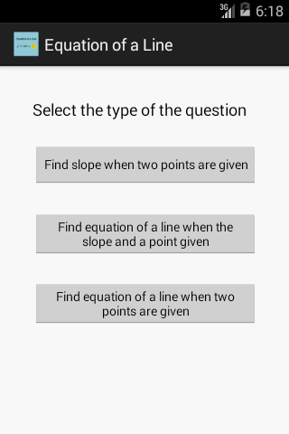 Android application MATH/Equation of a Line screenshort