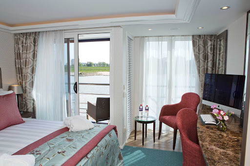 The twin balcony stateroom aboard AmaWaterways' AmaSonata, 