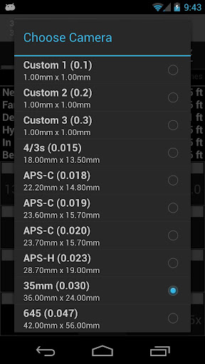 DOF and Hyperfocal Calculator